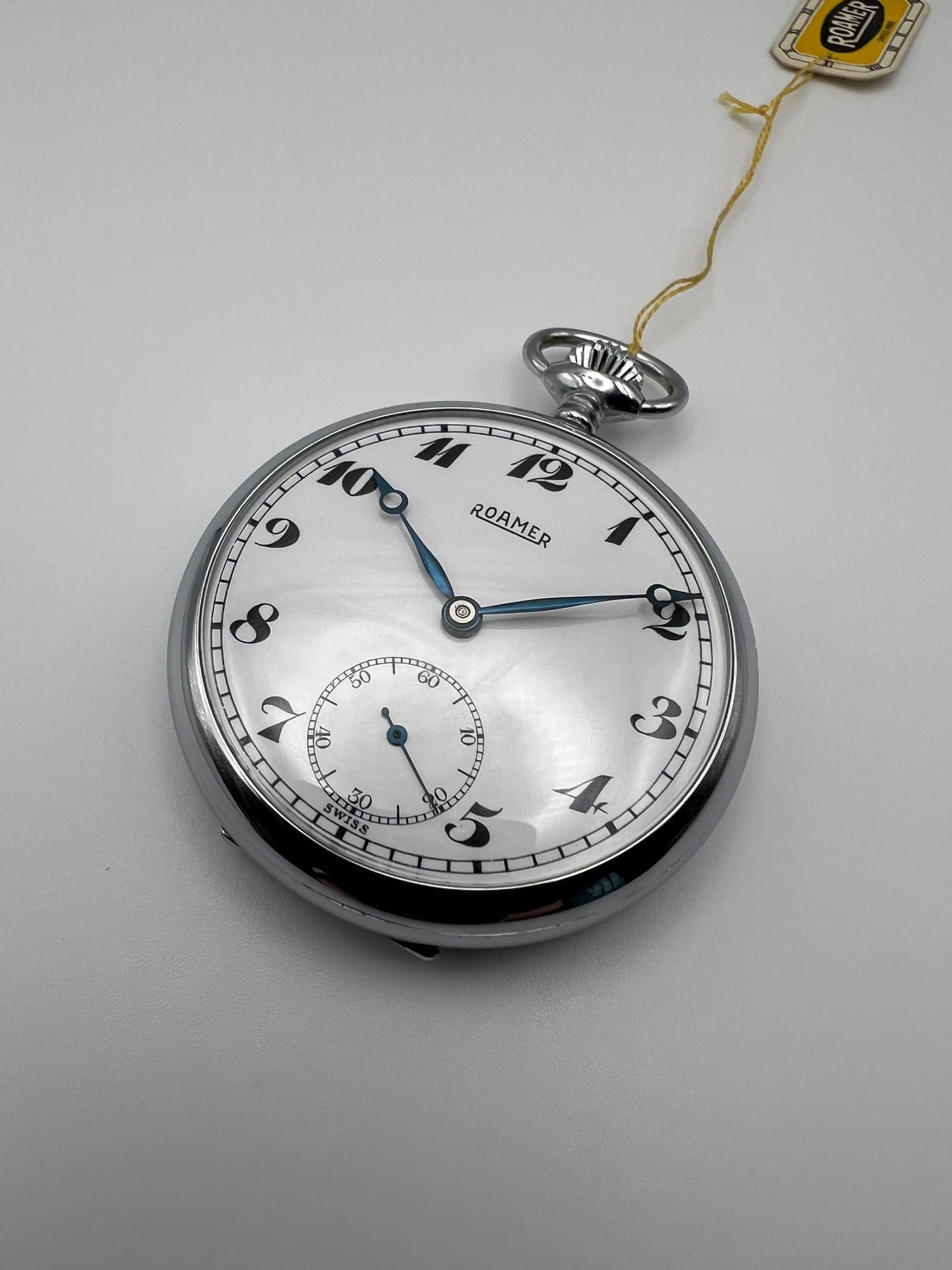 Roamer Pocket Watch 1930s, Chrome Case